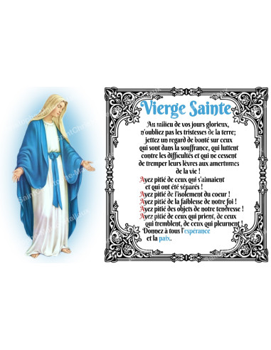 Autocollant pour bougie de neuvaine avec prière - Vierge Sainte - Lot de 10
