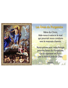 Autocollant pour bougie de neuvaine avec prière - Les âmes du Purgatoire - Lot de 10