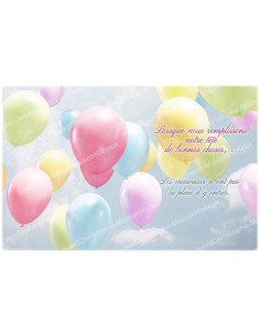 Decoratieve sticker voor noveenkaars - Citaat over geluk en ballonnen - Set van 10