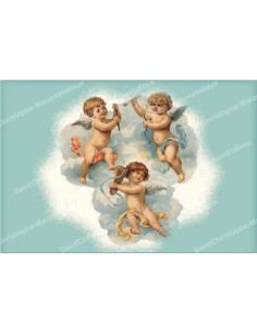 Autocollant décoratif pour bougie de neuvaine - Anges 4 - Lot de 10