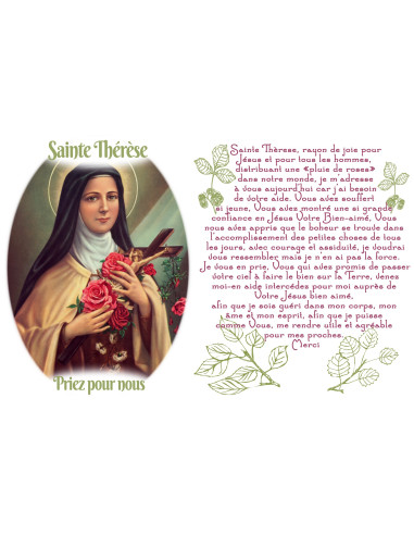 Sticker for novena candle with prayer - Saint Thérèse  PFU - Set of 10