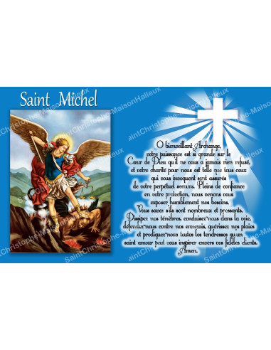 Autocollant pour bougie de neuvaine avec prière - Saint Michel - Bleu - Lot de 10