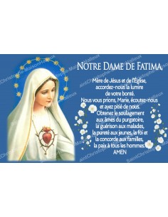 sticker with french  prayer - Our Lady of Fatima