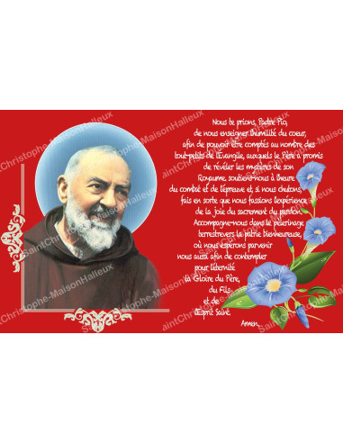 Sticker for novena candle with prayer - Padre Pio - Red - Set of 10