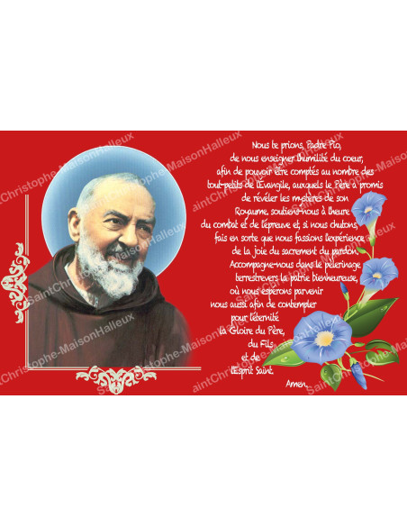 Adesivo per candela votiva con preghiera - Padre Pio - Rosso - Confezione da 10