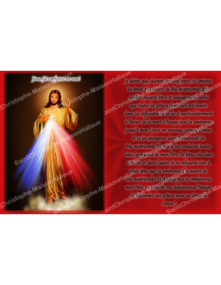Adesivo per candela votiva con preghiera - Cristo Misericordioso - Rosso - Confezione da 10