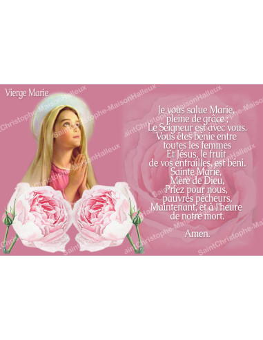 Aufkleber für Novenenkerze mit Gebet - Gegrüßet seist du Maria - Rosa - 10er-Set