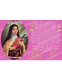 Sticker for novena candle with prayer - Saint Theresa - Pink - Set of 10