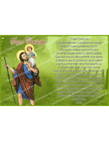 Sticker for novena candle with prayer - Saint Christopher - Green - Set of 10