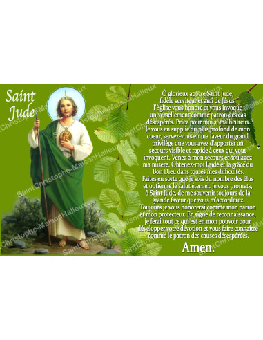 Autocollant pour bougie de neuvaine avec prière - Saint Jude - Vert - Lot de 10
