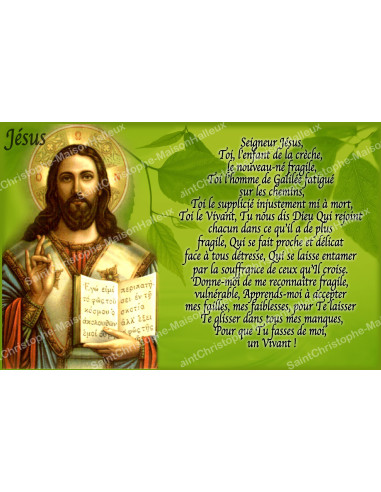 Sticker voor noveenkaars met gebed - Jezus - Groen - Set van 10