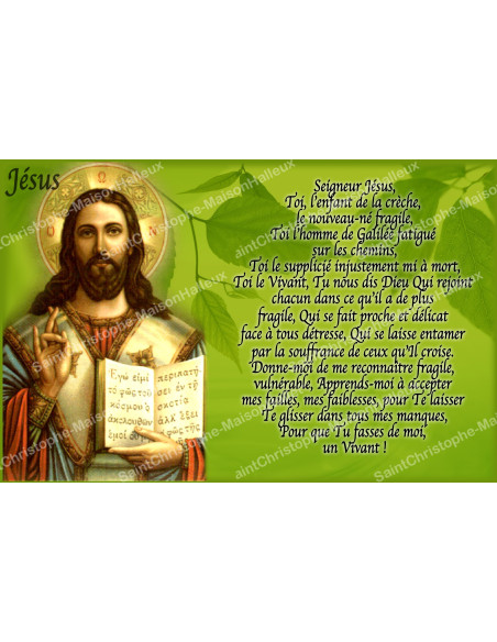 Sticker voor noveenkaars met gebed - Jezus - Groen - Set van 10