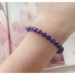 Natuurlijke amethist armband 6 mm, handgemaakt – Paars