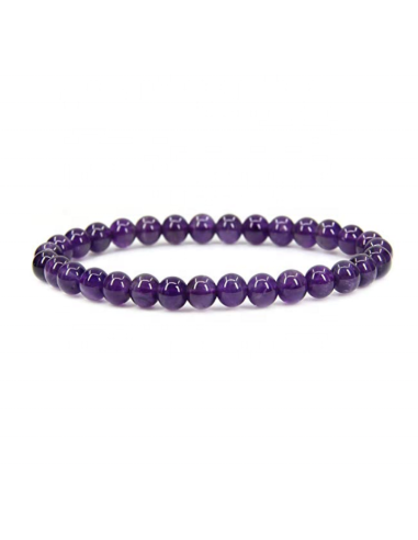 Natuurlijke amethist armband 6 mm, handgemaakt – Paars