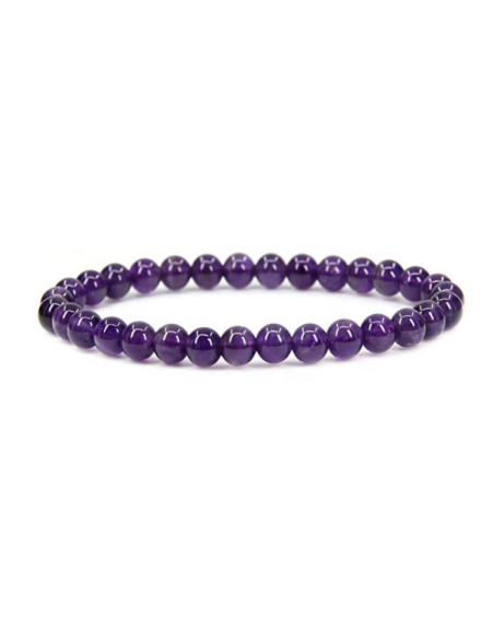 Natuurlijke amethist armband 6 mm, handgemaakt – Paars