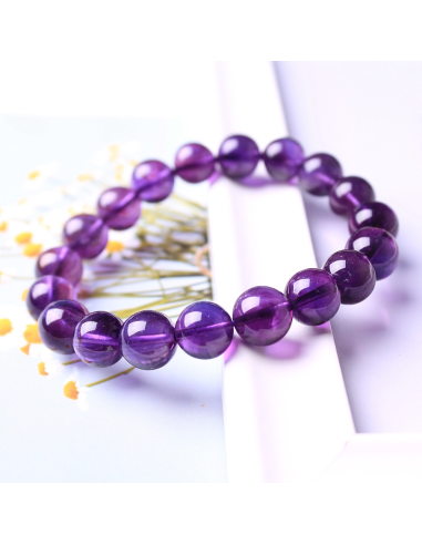 Natur-Amethyst-Armband 8 mm, handgefertigt – Intensiv violett