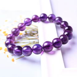 Natuurlijke amethist armband 10 mm, handgemaakt – Dieppaars