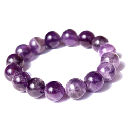 Pulsera de amatista con cuentas de 12 mm – Hecha a mano
