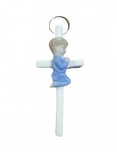 Croce religiosa bambino in preghiera – Ceramica bianca