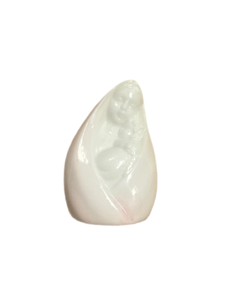 Statua Madonna col Bambino – Ceramica bianca e rosa 6 cm