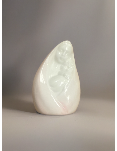 Statua Madonna col Bambino – Ceramica bianca e rosa 6 cm