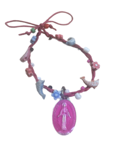 Braided Bracelet Miraculous Medal – Flowers & Dolphins Kids