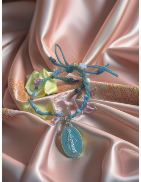 Bracciale intrecciato Medaglia Miracolosa – Blu