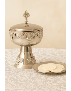 Copón plateado de latón niquelado – interior dorado 20 cm