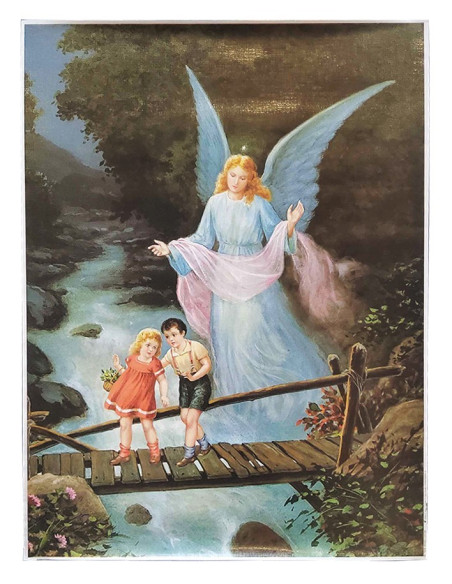 Poster Beschermengel met kinderen – Vinylpapier – 50 × 70 cm