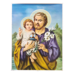 Poster Heilige Jozef met Kind Jezus – Vinylpapier – 50 × 70 cm