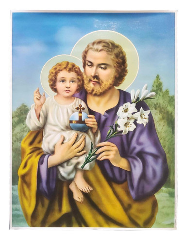 Poster Heiliger Josef mit Jesuskind – Vinylpapier – 50 × 70 cm