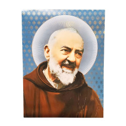Póster Padre Pío con detalles dorados – 30 × 40 cm
