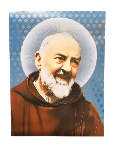 Poster Padre Pio con decorazioni dorate – 30 × 40 cm