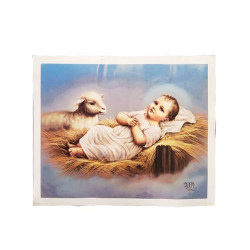 Póster Niño Jesús con cordero – Decoración de Navidad – 30 × 23 cm