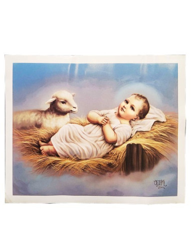 Poster Gesù Bambino con agnello – Decorazione di Natale – 30 × 23 cm