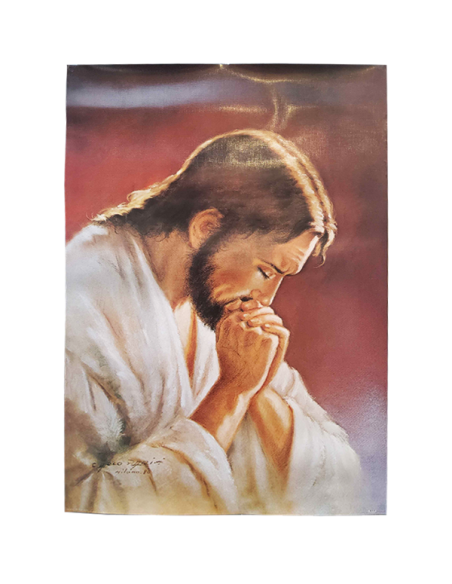 Poster Jezus in gebed – Glanzend gevernist papier – 70 × 100 cm