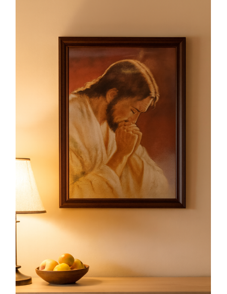 Poster Jesus im Gebet – Glänzend lackiertes Papier – 70 × 100 cm
