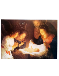 Poster Kerststal – Heilige Familie met goud 70 x 50 cm