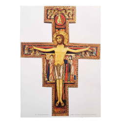 Poster San Damiano-kruis met vergulde details – 50 × 70 cm