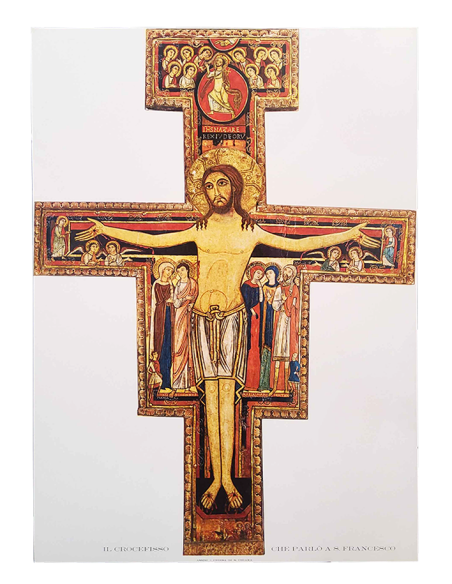 Póster Cruz de San Damián con dorados – 50 × 70 cm