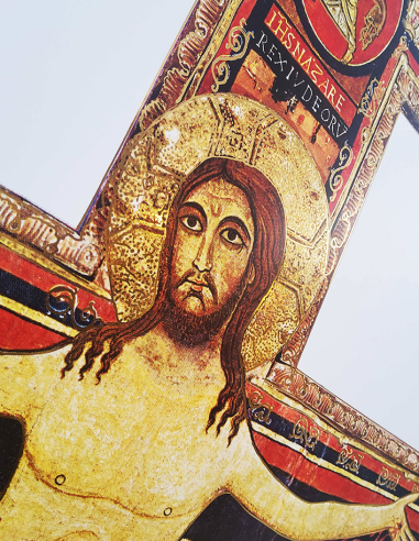 Póster Cruz de San Damián – 50 x 70 cm – Con detalles dorados – San Francisco de Asís
