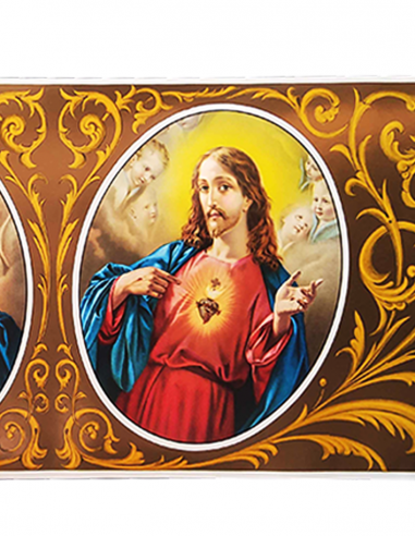 Poster Heiliges Herz Jesu & Unbeflecktes Herz Mariens – 78 x 36 cm – Kupfergold-Optik