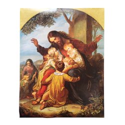 Poster Jésus et les enfants avec dorures – 30 × 40 cm
