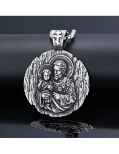 Heilige Jozef medaille – Roestvrij staal groot 44 mm