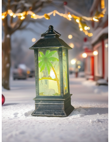 Gouden LED-lantaarn met Heilige Familie en rustgevend licht