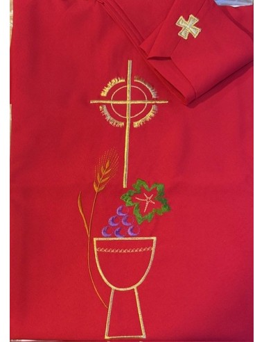 Rote Kasel mit Kelch und Trauben – mit Stola