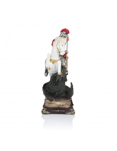 Statua di San Giorgio a cavallo che uccide il drago – 30 cm | Resina dipinta a mano | Santo protettore