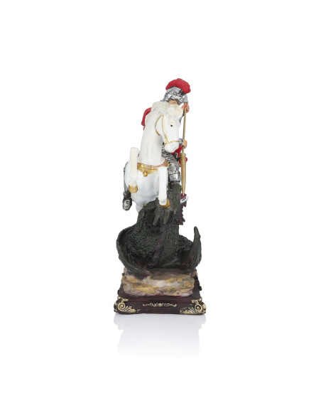 Saint Georges à Cheval Terrassant Le Dragon – Sculpture Façon Bronze – Statue Résine