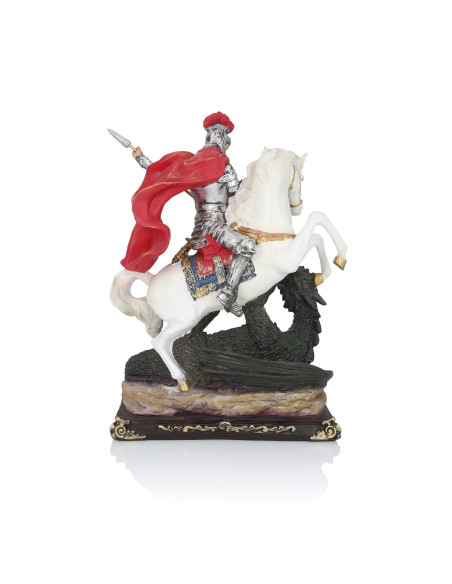 Beeld van Sint-Joris te paard die de draak verslaat – 30 cm | Handbeschilderd | Beschermheilige