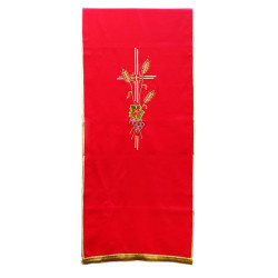 Roter Lesepultbehang mit Kreuz und Trauben – ca. 50 × 250 cm